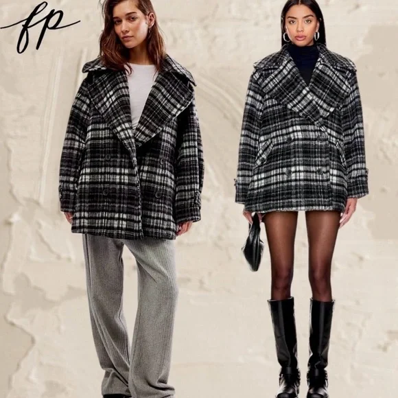 Free People Highlands Wool Blend PeaCoat, MED NWOT - Picture 6 of 8